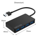 PC, gaming si accesorii - Retelistica - Hub-uri - Hub USB cu 4 porturi Techstar® HUBA0401, 1 x USB 3.0, 3 x USB 2.0, Transfer date de mare viteza 5Gbps, Negru - Infinity.ro