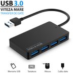PC, gaming si accesorii - Retelistica - Hub-uri - Hub USB cu 4 porturi Techstar® HUBA0401, 1 x USB 3.0, 3 x USB 2.0, Transfer date de mare viteza 5Gbps, Negru - Infinity.ro