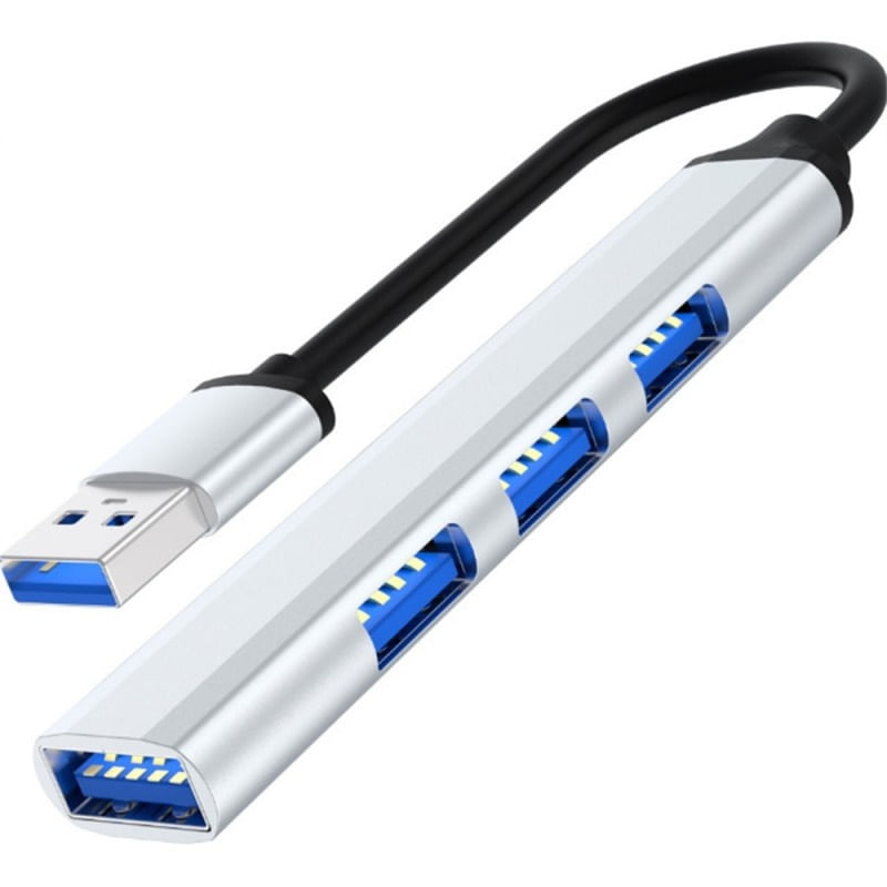 PC, gaming si accesorii - Retelistica - Hub-uri - USB HUB Techstar® Diviso, USB 3.0 la 4 x USB 3.0, Aluminium, Compact, Usor, Plug&Play, Argintiu - Infinity.ro
