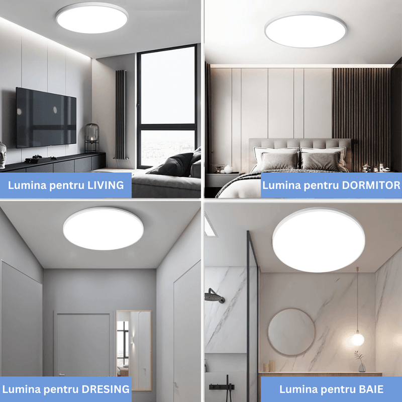 Casa si Gradina - Corpuri si surse de iluminat - Plafoniere, aplice si spoturi - Plafoniera LED Moderna, Clasa Enegetica A, Ultra subtire 2cm, Aplica pentru interior, in forma rotunda, tri-proof, 38W - Infinity.ro