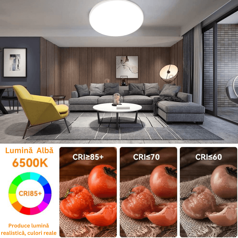 Casa si Gradina - Corpuri si surse de iluminat - Plafoniere, aplice si spoturi - Plafoniera LED Moderna, Clasa Enegetica A, Ultra subtire 2cm, Aplica pentru interior, in forma rotunda, tri-proof, 38W - Infinity.ro