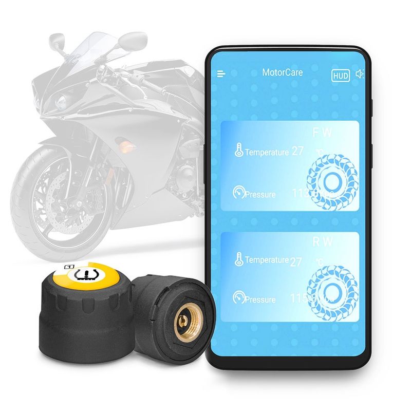 Auto si Moto - Anvelope si jante - Accesorii roti - Alte accesorii roti - Set Senzori Techstar® TPMS cu Bluetooth pentru Motociclete, Monitorizare a Presiunii in Anvelope, Compatibil Android - Infinity.ro