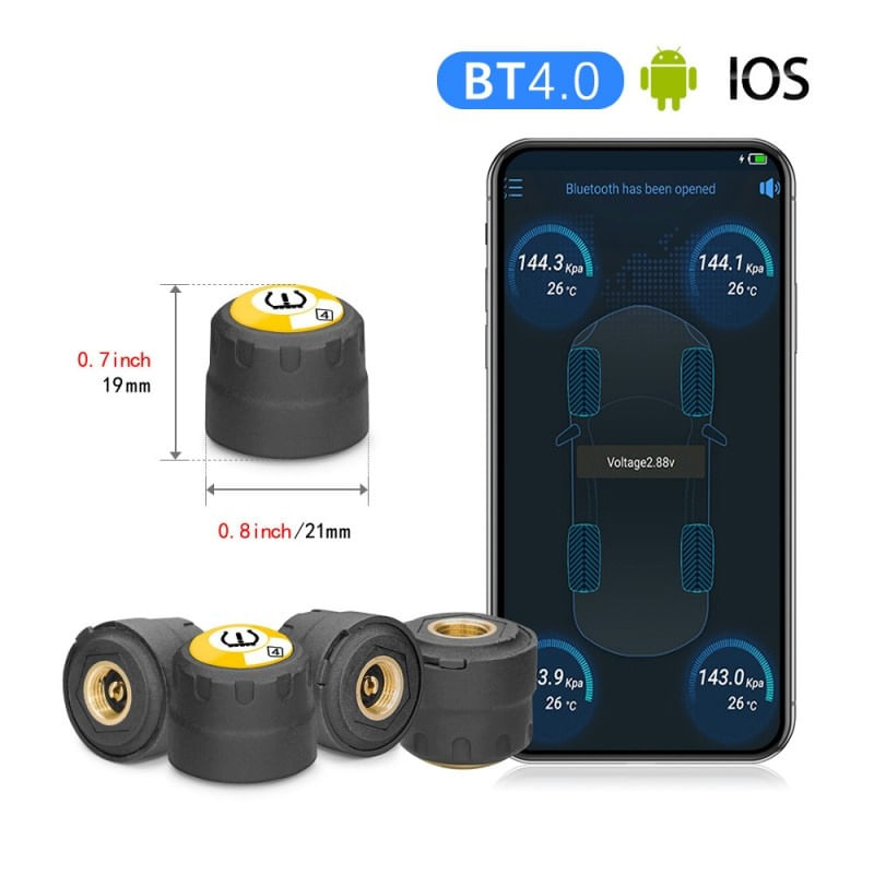 Auto si Moto - Anvelope si jante - Accesorii roti - Alte accesorii roti - Sistem de monitorizare a presiunii in anvelope, BLE TPMS Bluetooth 4.0 pentru iOS / Android, senzori externi 4 bucati - Infinity.ro