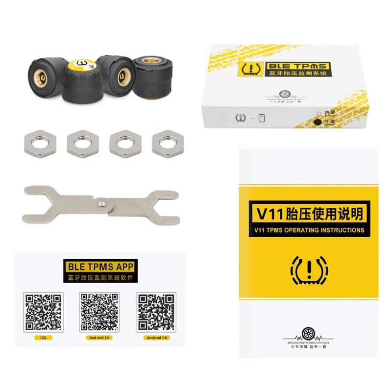 Auto si Moto - Anvelope si jante - Accesorii roti - Alte accesorii roti - Sistem de monitorizare a presiunii in anvelope, BLE TPMS Bluetooth 4.0 pentru iOS / Android, senzori externi 4 bucati - Infinity.ro