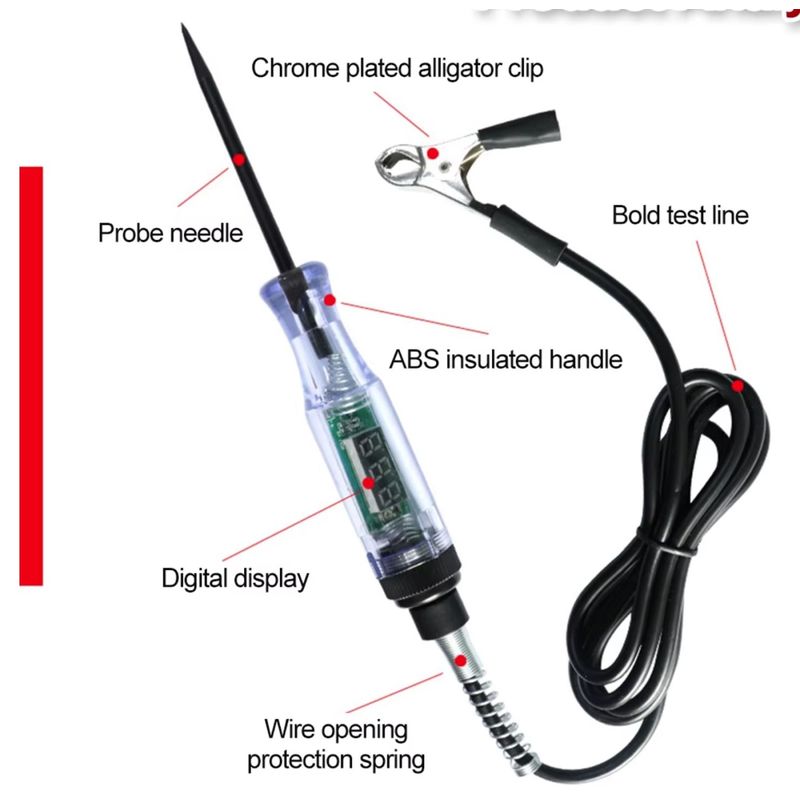 Casa si Gradina - Electrice - Accesorii electrice - Aparate de masura si control - Tester Circuit Electric Auto 6-24V cu Sonda si Cleme Techstar® - Ideal pentru Diagnosticare Baterii si Sisteme Auto - Infinity.ro