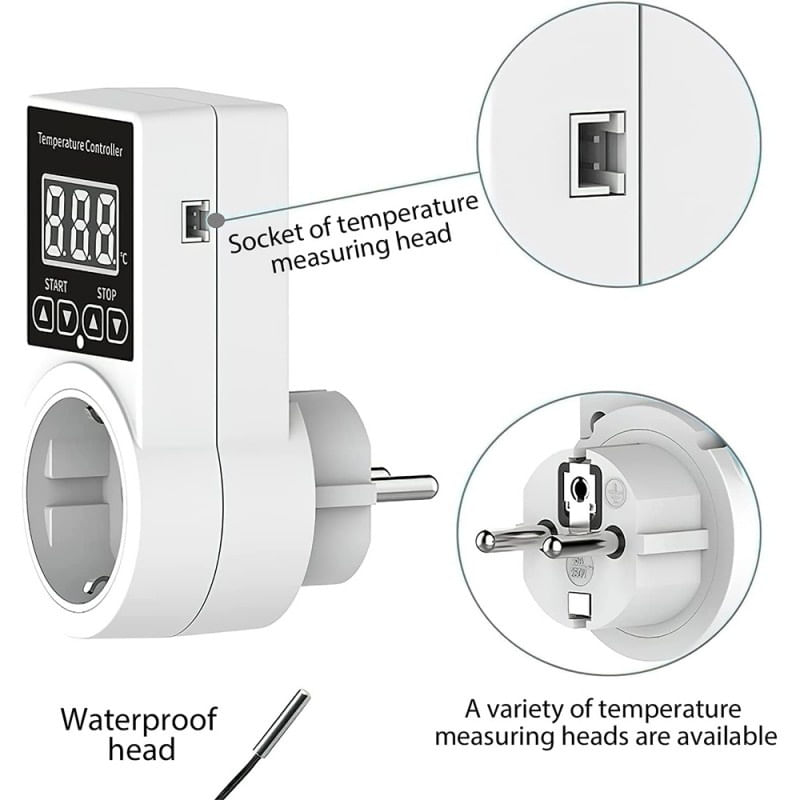 Casa si Gradina - Electrice - Prize - Priza Programabila Techstar® , Digital Timer, 240V, 10A, Timp/Temperatura, Termostat, Senzor Temperatura, Pentru sera - Infinity.ro