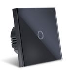 Casa si Gradina - Electrice - Distributie electrica si comanda - Intrerupatoare - Intrerupator Smart Touch Techstar®, Wireless 2.4GHz, Sticla Securizata, Design Modern, Iluminare LED, 1 Faza, Negru - Infinity.ro