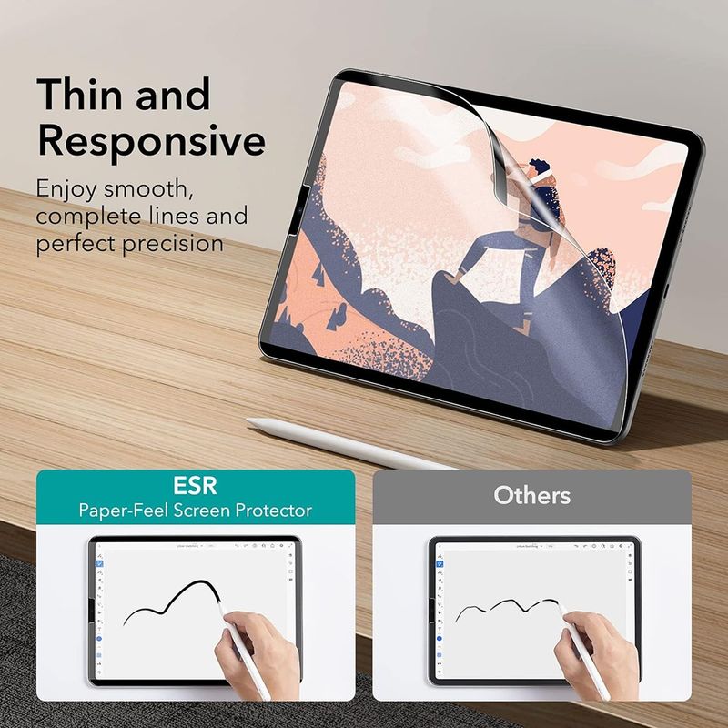 Laptop, Telefoane si Tablete - Tablete si accesorii tablete - Accesorii Tablete - Folii protectie tablete - Folie pentru iPad Air 13 (2024) - ESR Paper-Feel Magnetic - Transparent - Infinity.ro
