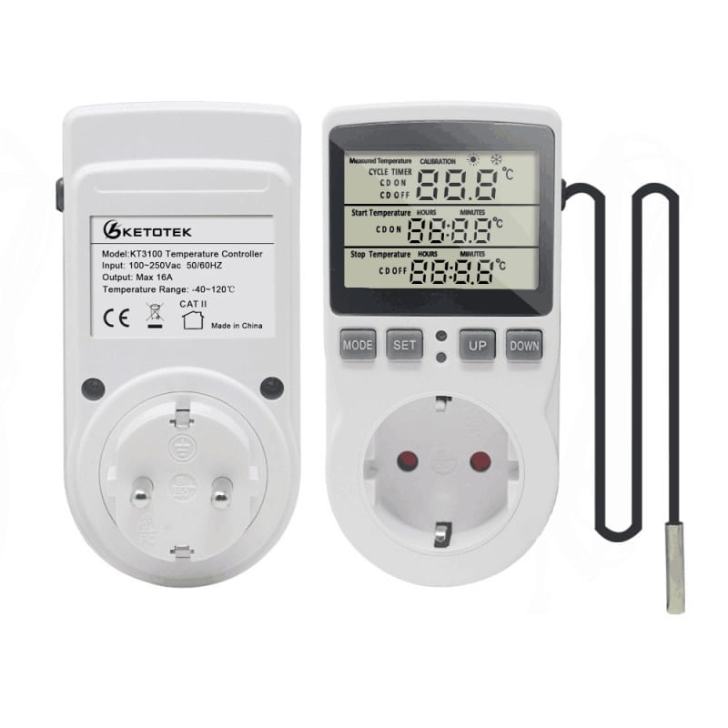 Casa si Gradina - Electrice - Prize - Priza Programabila Techstar® KT3100, Digital Timer, Priza Intrerupator, 230V, 16A, Programabila Timp/Temperatura - Infinity.ro