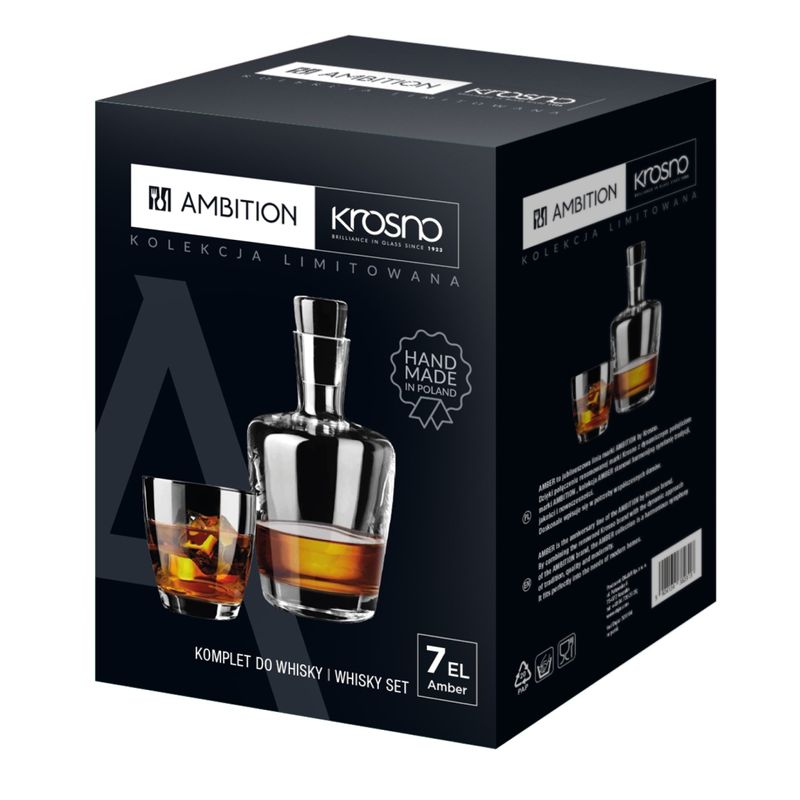 Casa si Gradina - Bucatarie si vesela - Cani si pahare - Pahare - Set servire whisky AMBITION Amber, 7 piese, carafa si 6 pahare, sticla - Infinity.ro