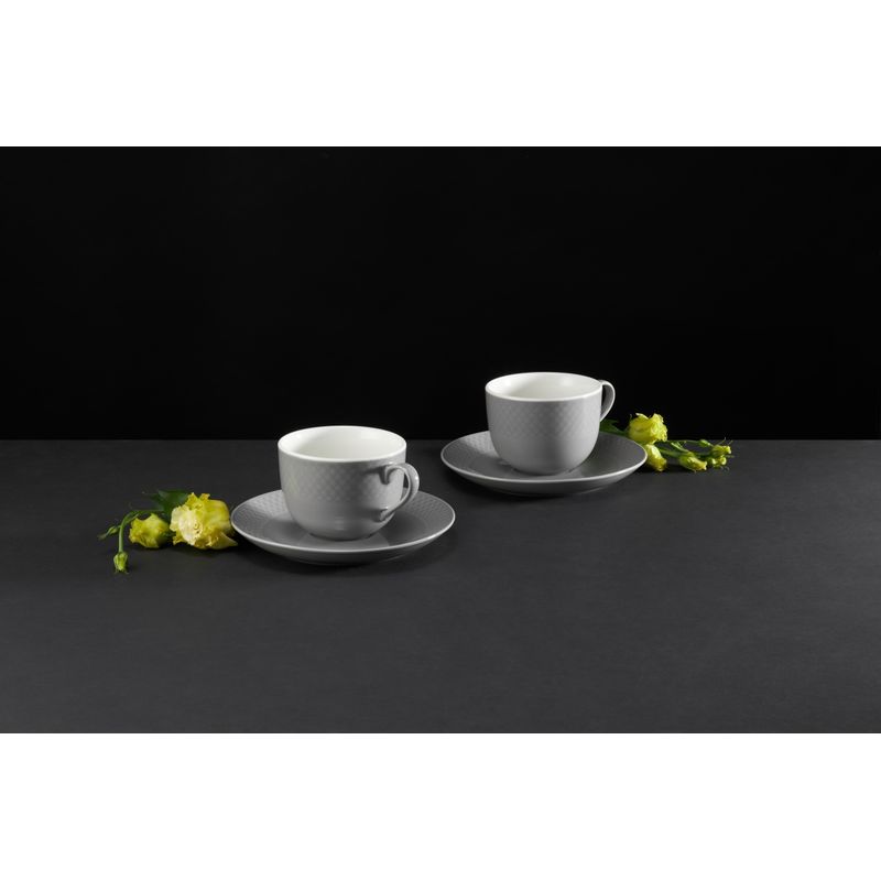 Casa si Gradina - Bucatarie si vesela - Cani si pahare - Cani si cesti - Set servire ceai sau cafea, 12 piese, 6 persoane, portelan gri, AMBITION Sonia - Infinity.ro