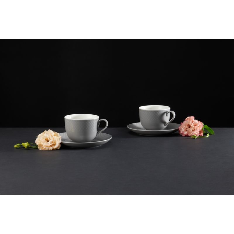 Casa si Gradina - Bucatarie si vesela - Cani si pahare - Cani si cesti - Set servire ceai sau cafea, 12 piese, 6 persoane, portelan gri, AMBITION Sonia - Infinity.ro