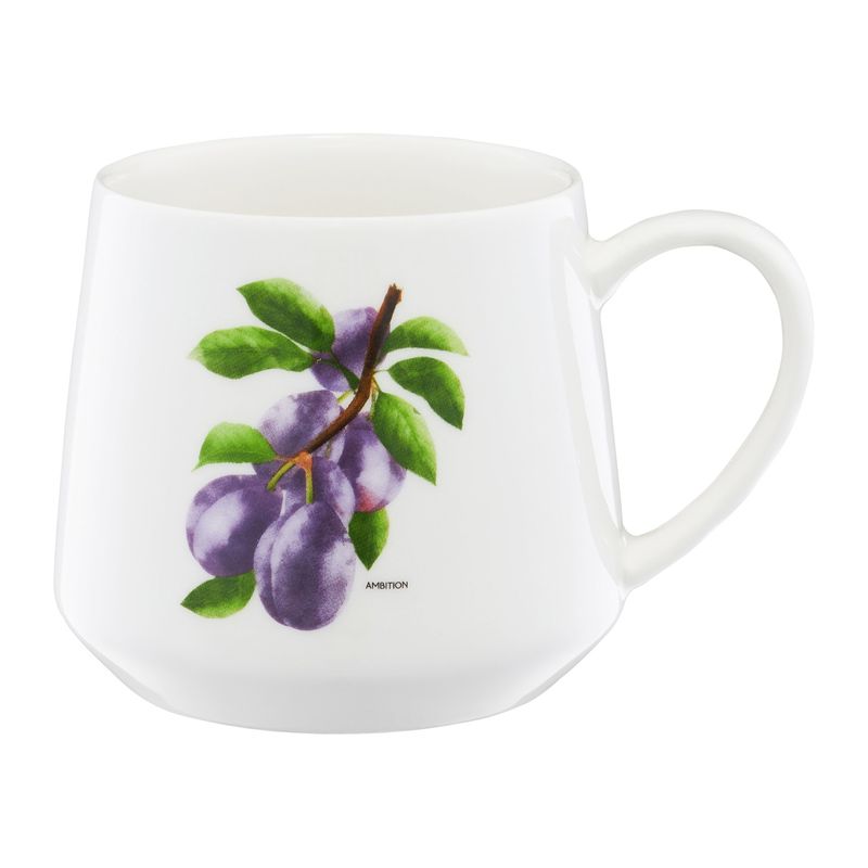Casa si Gradina - Bucatarie si vesela - Cani si pahare - Cani si cesti - Cana AMBITION Frutti, 460ml, portelan, design prune - Infinity.ro