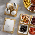 Casa si Gradina - Bucatarie si vesela - Vesela si tacamuri - Vesela pentru servire - Untiera AMBITION Natural, suport bambus, portelan, alb mat - Infinity.ro