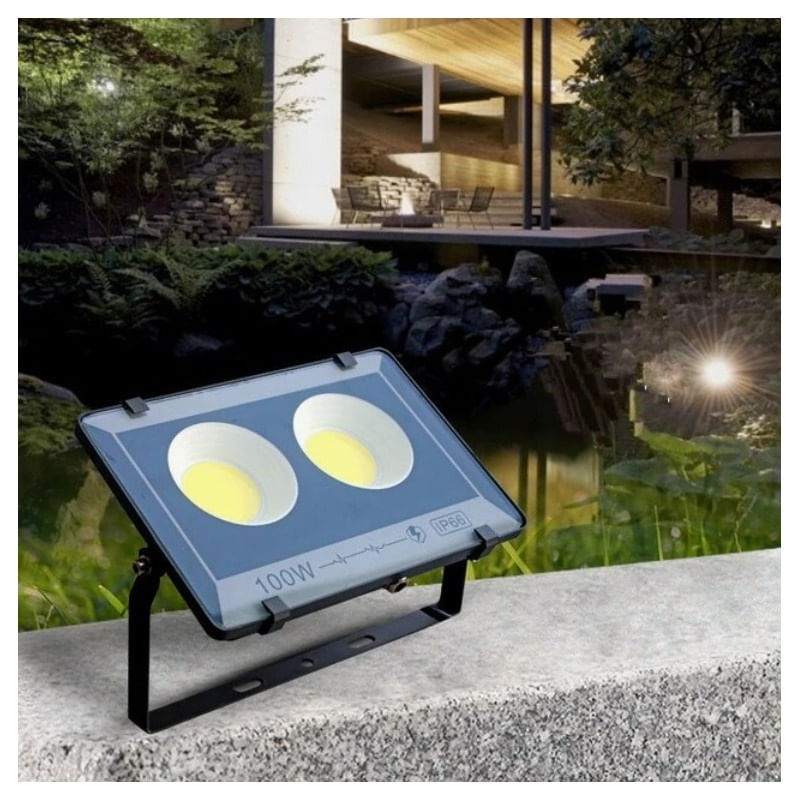 Casa si Gradina - Corpuri si surse de iluminat - Iluminat comercial si industrial - Proiectoare si lampi de lucru - Proiector de Exterior Techstar® 100W, LED COB, IP66, Lumina Rece, Culoare 6500K, Corp Aluminiu, Suport Reglabil - Infinity.ro