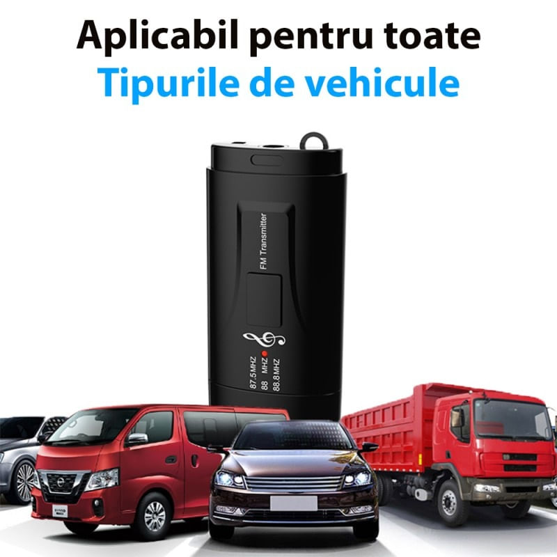 PC, gaming si accesorii - Retelistica - Wireless - Adaptoare wireless - Transmitator receptor auto Techstar® M128, Bluetooth 5.0, Port USB, AUX 3.5 mm, Conectare la sistemul audio auto, Negru - Infinity.ro