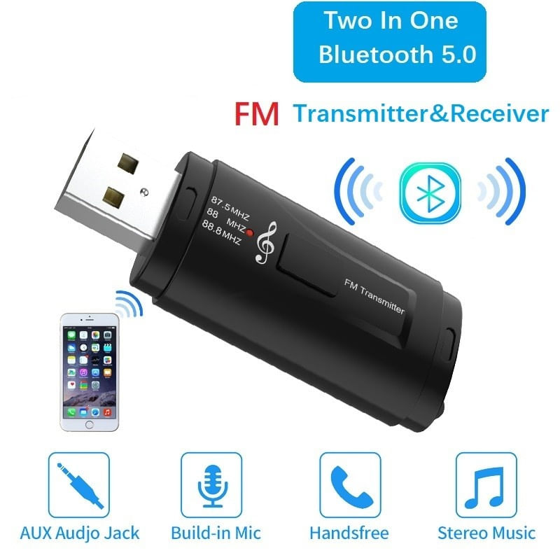 PC, gaming si accesorii - Retelistica - Wireless - Adaptoare wireless - Transmitator receptor auto Techstar® M128, Bluetooth 5.0, Port USB, AUX 3.5 mm, Conectare la sistemul audio auto, Negru - Infinity.ro