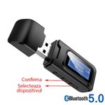 PC, gaming si accesorii - Retelistica - Wireless - Adaptoare wireless - Transmitator receptor audio 2 in 1 Techstar® OT07, Bluetooth 5.0, Afisaj LCD, Port USB, AUX 3.5 mm, Compatibil TV - Infinity.ro