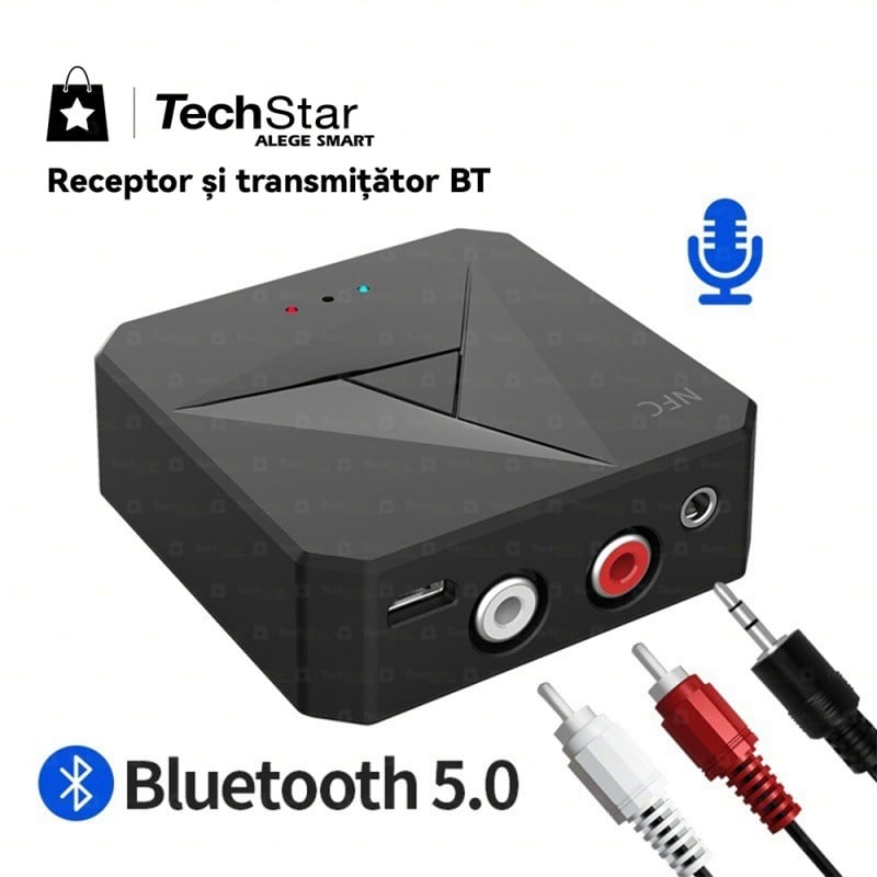 Auto si Moto - Electronice auto - Accesorii electronice auto - Adaptor Bluetooth Techstar® M21, transmitator si receptor pentru TV/PC/Sistem de sunet pentru casa, Jack 3.5mm - Infinity.ro