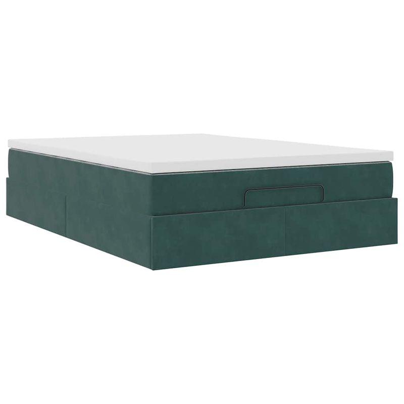 Casa si Gradina - Mobilier - Paturi si accesorii - Paturi - Cadru de pat otoman cu saltea verde inchis 140x190cm catifea - Infinity.ro