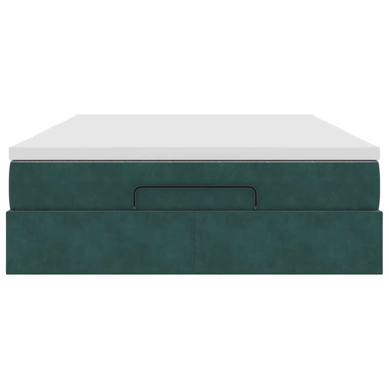 Casa si Gradina - Mobilier - Paturi si accesorii - Paturi - Cadru de pat otoman cu saltea verde inchis 140x190cm catifea - Infinity.ro