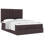 Casa si Gradina - Mobilier - Paturi si accesorii - Paturi - Cadru de pat otoman cu saltea tesatura maro inchis 140x190cm - Infinity.ro