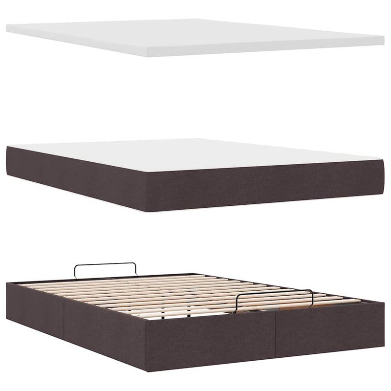 Casa si Gradina - Mobilier - Paturi si accesorii - Paturi - Cadru de pat otoman cu saltea tesatura maro inchis 140x190cm - Infinity.ro