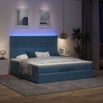 Casa si Gradina - Mobilier - Paturi si accesorii - Paturi - Pat otoman cu saltele si LED-uri Albastru inchis catifea - Infinity.ro