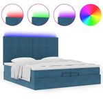 Casa si Gradina - Mobilier - Paturi si accesorii - Paturi - Pat otoman cu saltele si LED-uri Albastru inchis catifea - Infinity.ro
