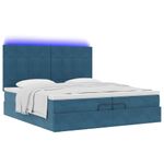 Casa si Gradina - Mobilier - Paturi si accesorii - Paturi - Pat otoman cu saltele si LED-uri Albastru inchis catifea - Infinity.ro