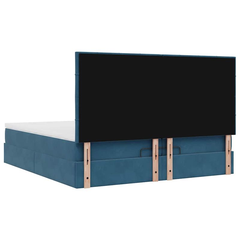 Casa si Gradina - Mobilier - Paturi si accesorii - Paturi - Pat otoman cu saltele si LED-uri Albastru inchis catifea - Infinity.ro