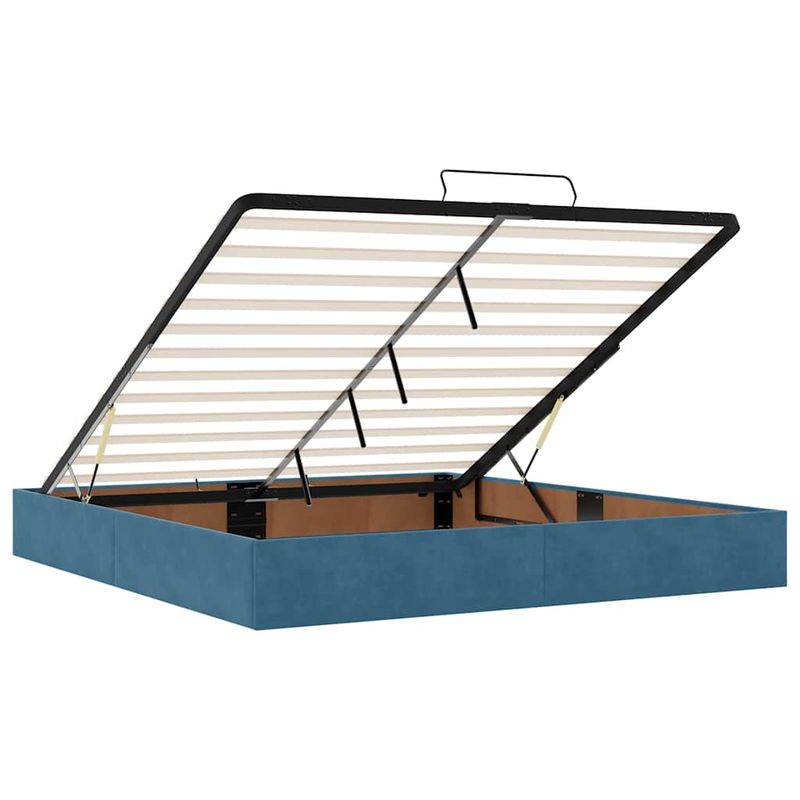 Casa si Gradina - Mobilier - Paturi si accesorii - Paturi - Pat otoman cu saltele si LED-uri Albastru inchis catifea - Infinity.ro