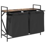 Market - Spalare si intretinere rufe - Uscatoare de rufe si accesorii - Cos de rufe 2 compartimente cu raft stejar fumuriu - Infinity.ro