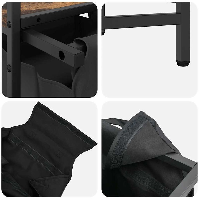 Market - Spalare si intretinere rufe - Uscatoare de rufe si accesorii - Cos de rufe 2 compartimente cu raft stejar fumuriu - Infinity.ro
