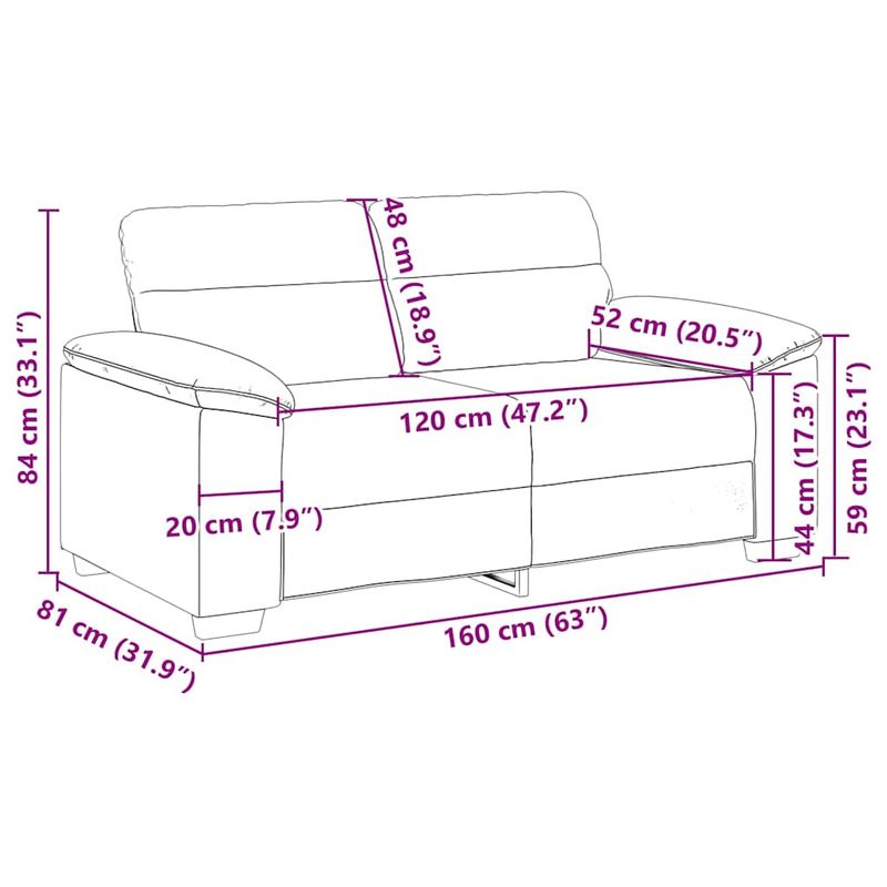 Casa si Gradina - Mobilier - Canapele si coltare - Canapele - Canapea cu 2 locuri, tesatura gri deschis, 120 cm - Infinity.ro