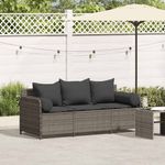 Casa si Gradina - Gradina si terasa - Mobilier exterior - Canapele si fotolii gradina - Canapea de gradina cu perne, cu 3 locuri, gri, poliratan - Infinity.ro