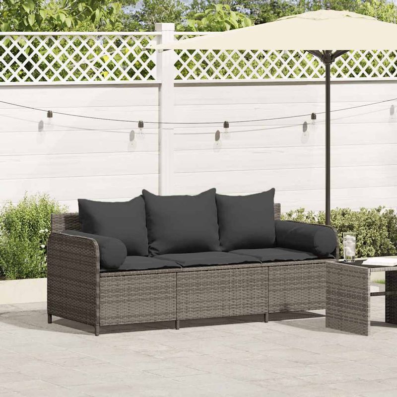 Casa si Gradina - Gradina si terasa - Mobilier exterior - Canapele si fotolii gradina - Canapea de gradina cu perne, cu 3 locuri, gri, poliratan - Infinity.ro