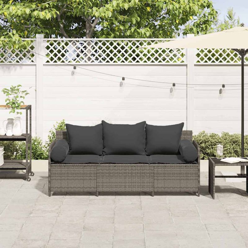 Casa si Gradina - Gradina si terasa - Mobilier exterior - Canapele si fotolii gradina - Canapea de gradina cu perne, cu 3 locuri, gri, poliratan - Infinity.ro
