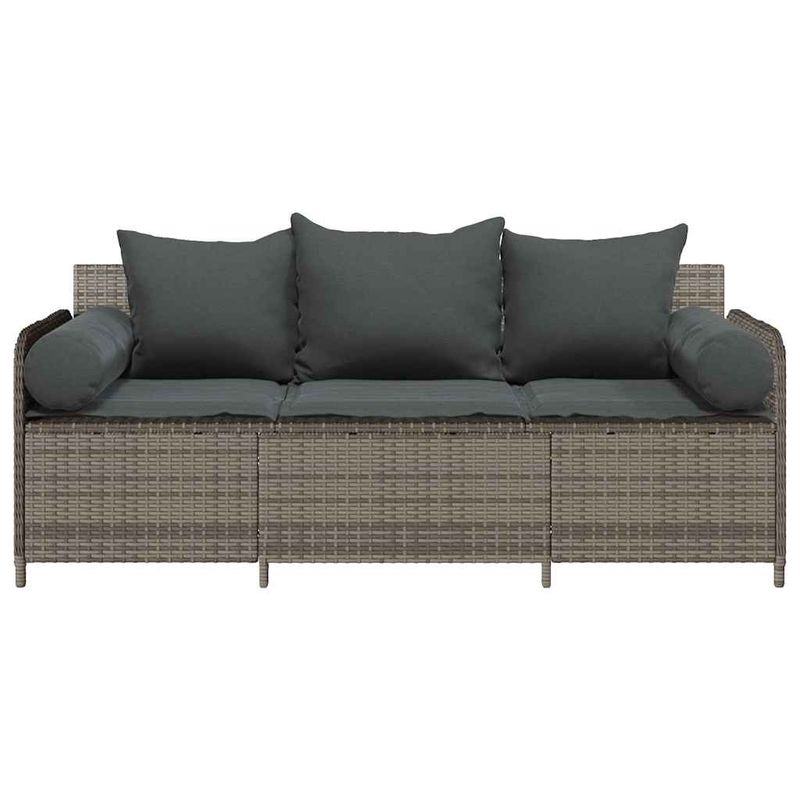 Casa si Gradina - Gradina si terasa - Mobilier exterior - Canapele si fotolii gradina - Canapea de gradina cu perne, cu 3 locuri, gri, poliratan - Infinity.ro