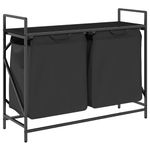 Market - Spalare si intretinere rufe - Uscatoare de rufe si accesorii - Cos de rufe 2 compartimente cu raft stejar negru - Infinity.ro