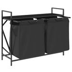 Market - Spalare si intretinere rufe - Uscatoare de rufe si accesorii - Cos de rufe 2 compartimente cu raft stejar negru - Infinity.ro