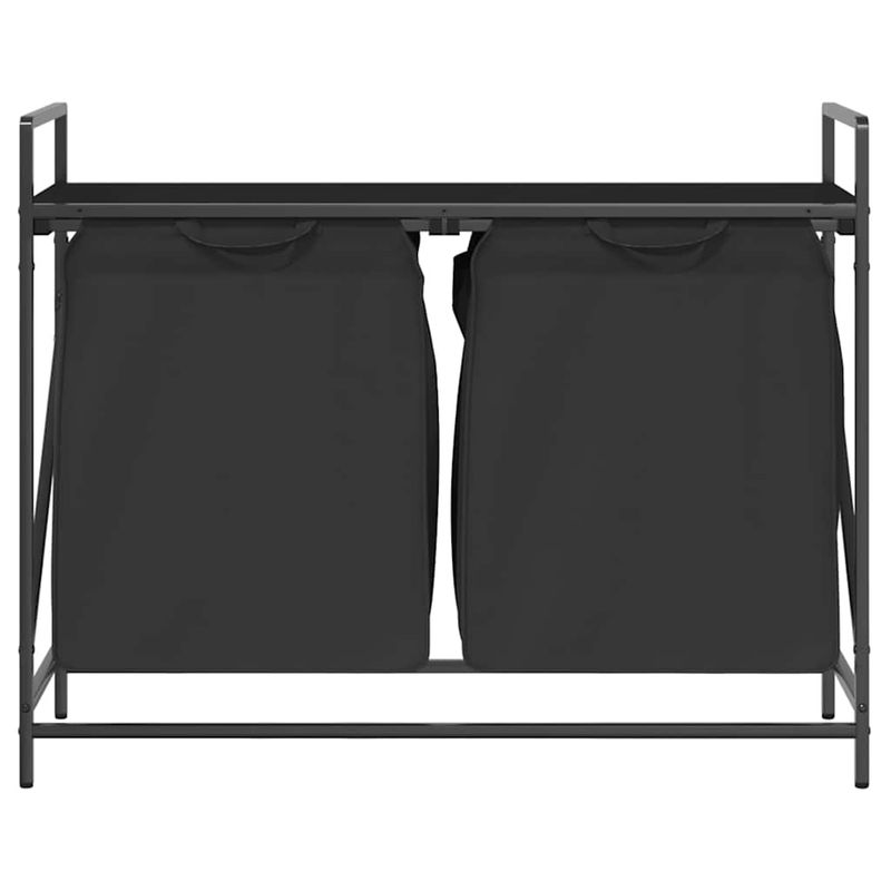 Market - Spalare si intretinere rufe - Uscatoare de rufe si accesorii - Cos de rufe 2 compartimente cu raft stejar negru - Infinity.ro