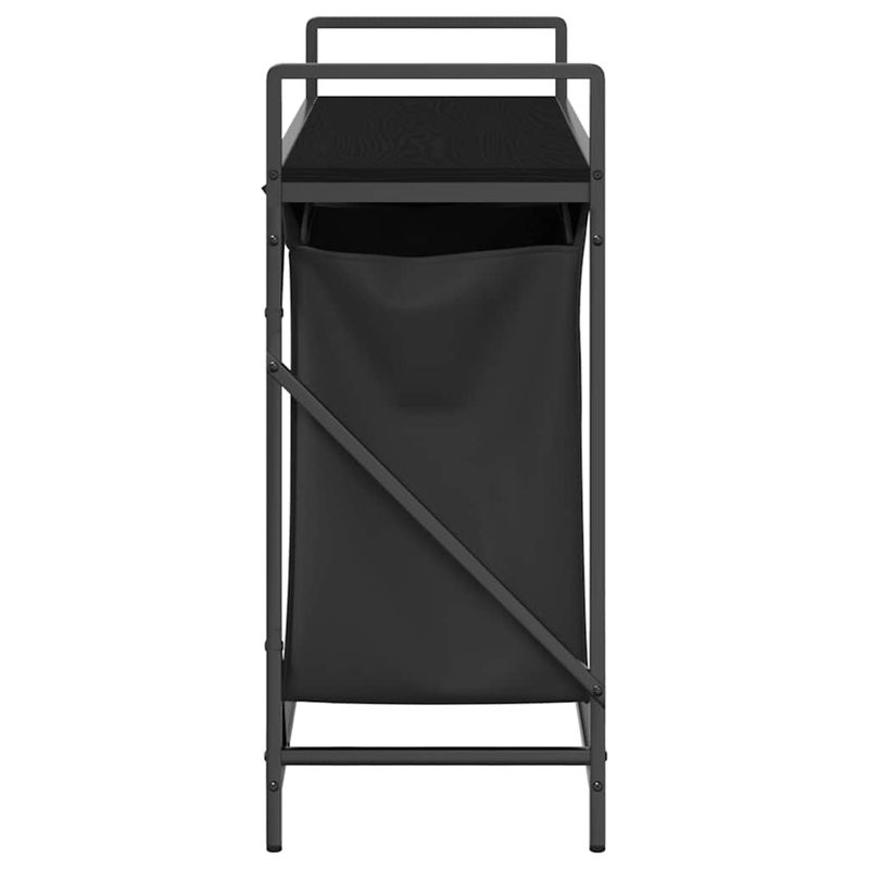 Market - Spalare si intretinere rufe - Uscatoare de rufe si accesorii - Cos de rufe 2 compartimente cu raft stejar negru - Infinity.ro