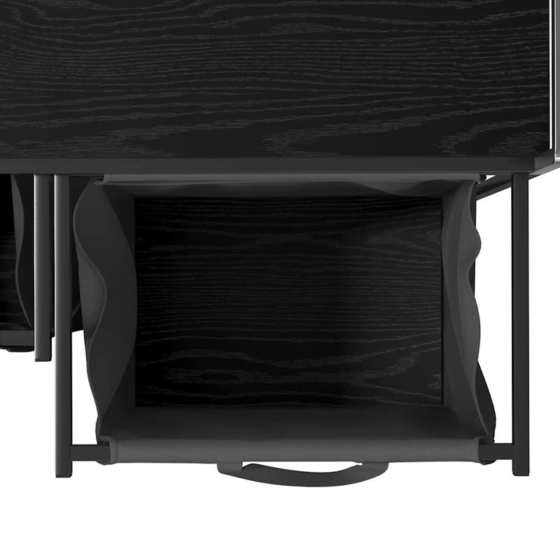 Market - Spalare si intretinere rufe - Uscatoare de rufe si accesorii - Cos de rufe 2 compartimente cu raft stejar negru - Infinity.ro