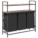 Market - Spalare si intretinere rufe - Uscatoare de rufe si accesorii - Cos de rufe 3 compartimente cu rafturi stejar fumuriu - Infinity.ro