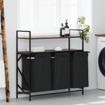 Market - Spalare si intretinere rufe - Uscatoare de rufe si accesorii - Cos de rufe 3 compartimente cu rafturi stejar fumuriu - Infinity.ro