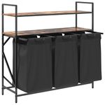 Market - Spalare si intretinere rufe - Uscatoare de rufe si accesorii - Cos de rufe 3 compartimente cu rafturi stejar fumuriu - Infinity.ro