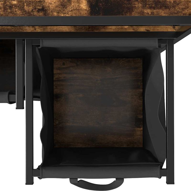 Market - Spalare si intretinere rufe - Uscatoare de rufe si accesorii - Cos de rufe 3 compartimente cu rafturi stejar fumuriu - Infinity.ro