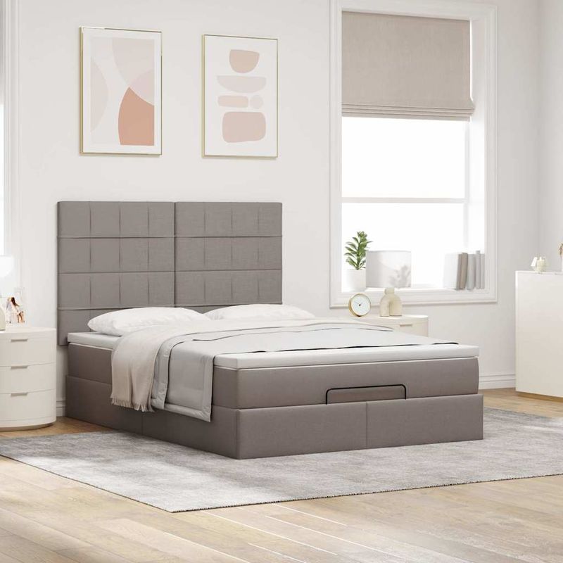 Casa si Gradina - Mobilier - Paturi si accesorii - Paturi - Cadru de pat otoman cu saltea Taupe 140x190cm Material - Infinity.ro
