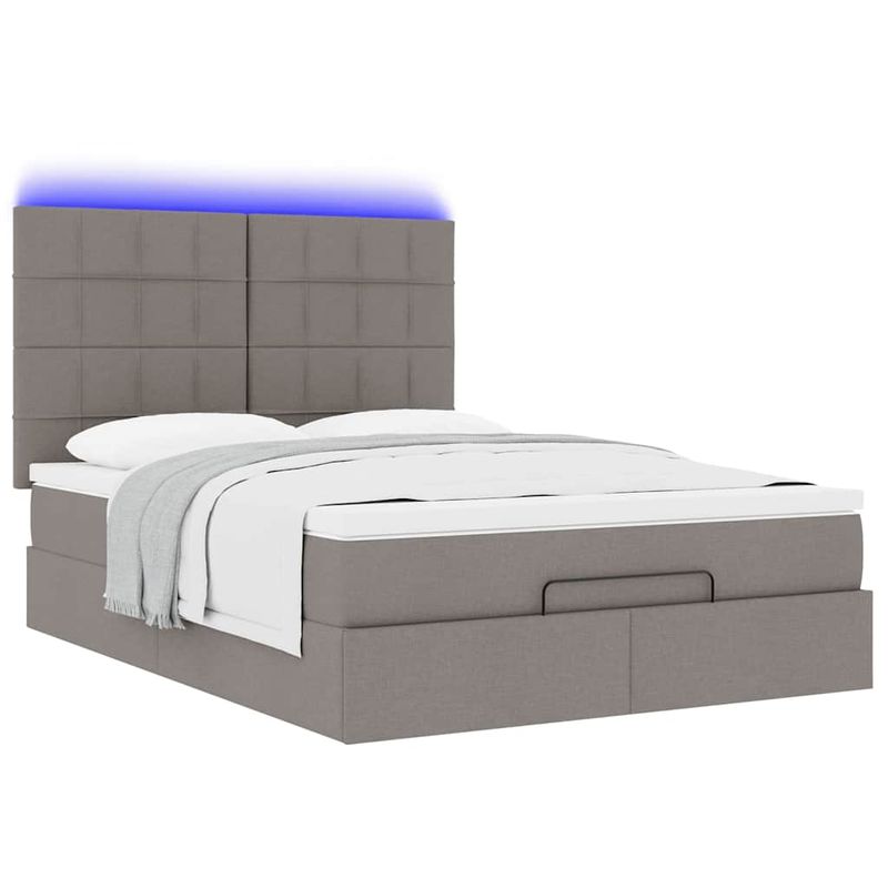 Casa si Gradina - Mobilier - Paturi si accesorii - Paturi - Cadru de pat otoman cu saltea Taupe 140x190cm Material - Infinity.ro